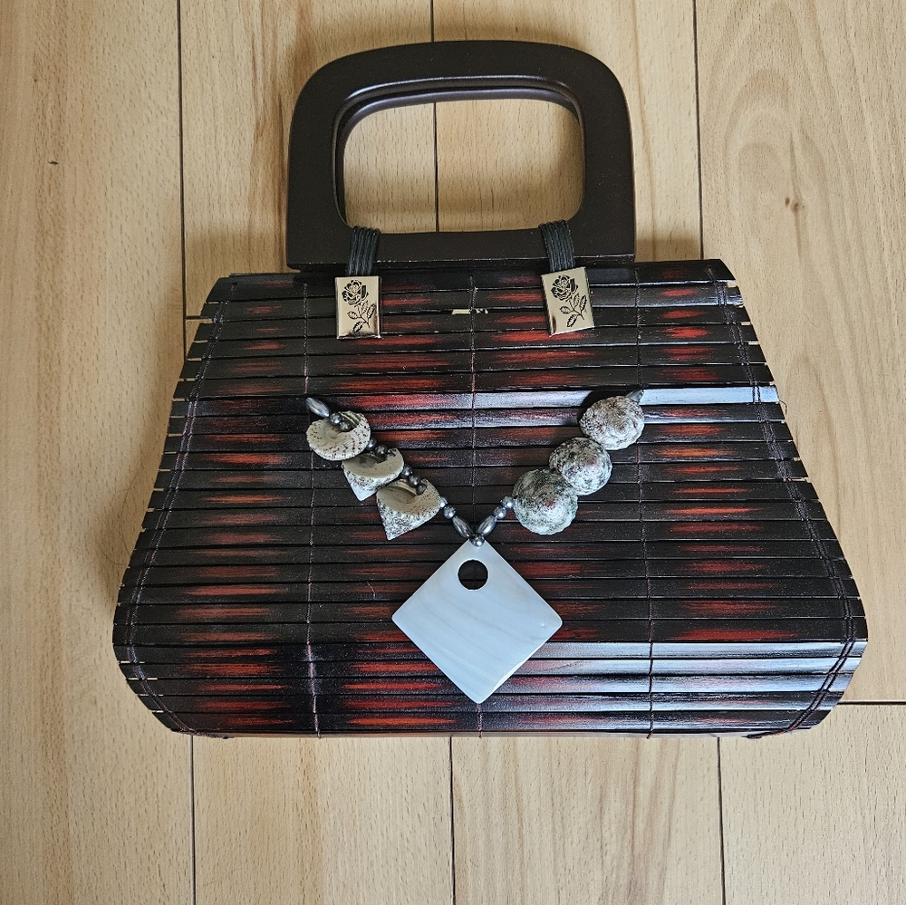 Wood and Sea shell handbag purse